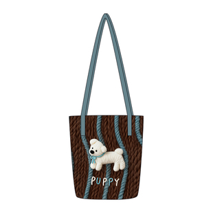 尼睿新款可爱小狗水桶包小众设计感单肩包萌趣百搭大容量通勤包AC