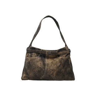 DesigualStudio系列仿牛仔裤解构大容量真皮单肩手提包