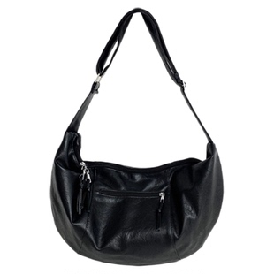 NIN小众设计款ins复古单肩斜挎大容量pu托特饺子包男女街头日系潮