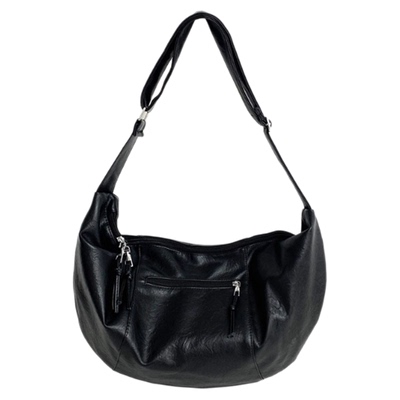 NIN小众设计款ins复古单肩斜挎大容量pu托特饺子包男女街头日系潮