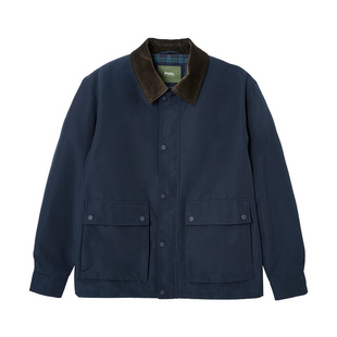 [巴恩风外套]JODOLL乔顿领口拼接翻领男夹克新款日常休闲咖色外套