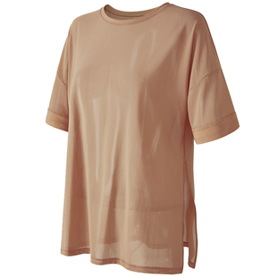 健身女孩性感运动罩衫网纱透气瑜伽服上衣跑步短袖宽松显瘦t恤夏