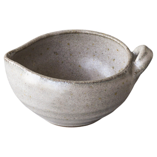 日本万古烧 素灰手柄酸奶碗 高级感粗陶小烤碗复古烤碗汤碗纳豆碗