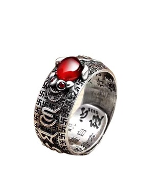 龙虎山道系青年戒指招财运亨通貔貅五路财神转好运护身复古个性男