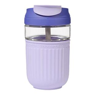 COSTA双饮口玻璃杯吸管咖啡杯高颜值便携杯子可爱办公带杯套水杯