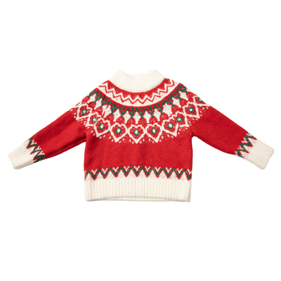 儿童毛衣女款冬中高领加厚针织衫2025新款洋气圣诞红色女宝内搭