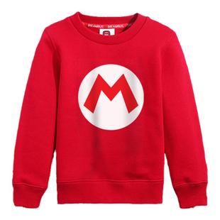 新年姐弟装儿童男童卫衣兄弟装马里奥衣服儿童联名路易字母上衣潮