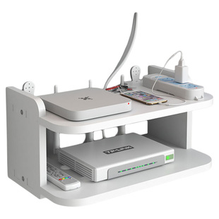 wifi电视挂墙上机顶盒路由器放置架置物收纳盒免打孔托架支架墙面