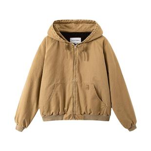 江南先生NewJNXS美式复古水洗褪色工装棉服男冬连帽宽松情侣外套