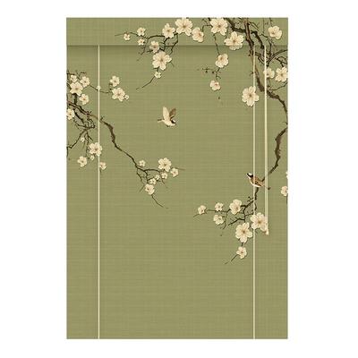 新中式国风餐厅隔断背景装饰卷帘