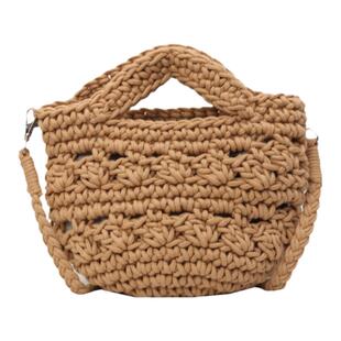 田园文艺复古编织包镂空迷你水桶包斜挎小包包ins海边度假风女包