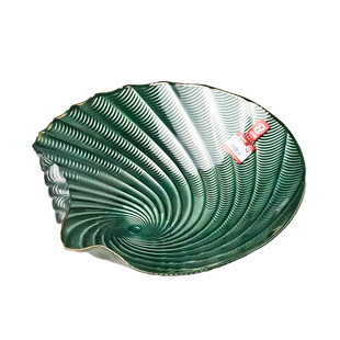 北欧创意玻璃金边盘家用客厅水果盘干果盒零食收纳冷餐凉菜寿司盘