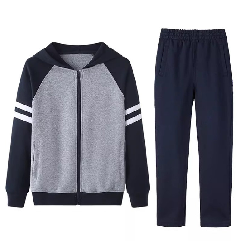 春秋中小学生连帽运动校服套装