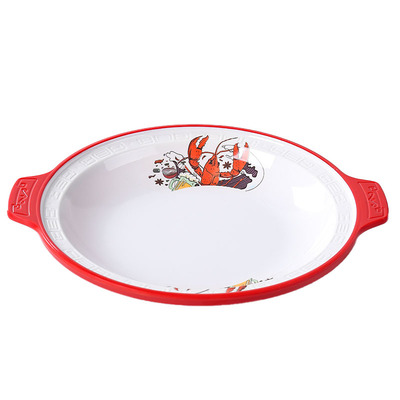 A8网红密胺小龙虾专用盘商用双耳小龙虾盘子仿瓷虾肉蟹煲盆香锅盘