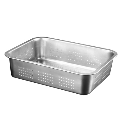 304不锈钢漏盆长方形沥水盆商用大号洗菜筐滤油盆加深冲孔方盆