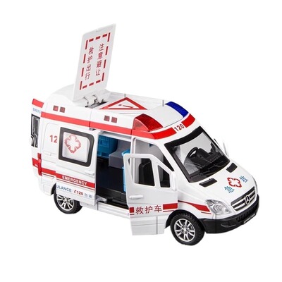 超大号救护车玩具男孩女孩120仿真玩具车警车汽车模型合金开门