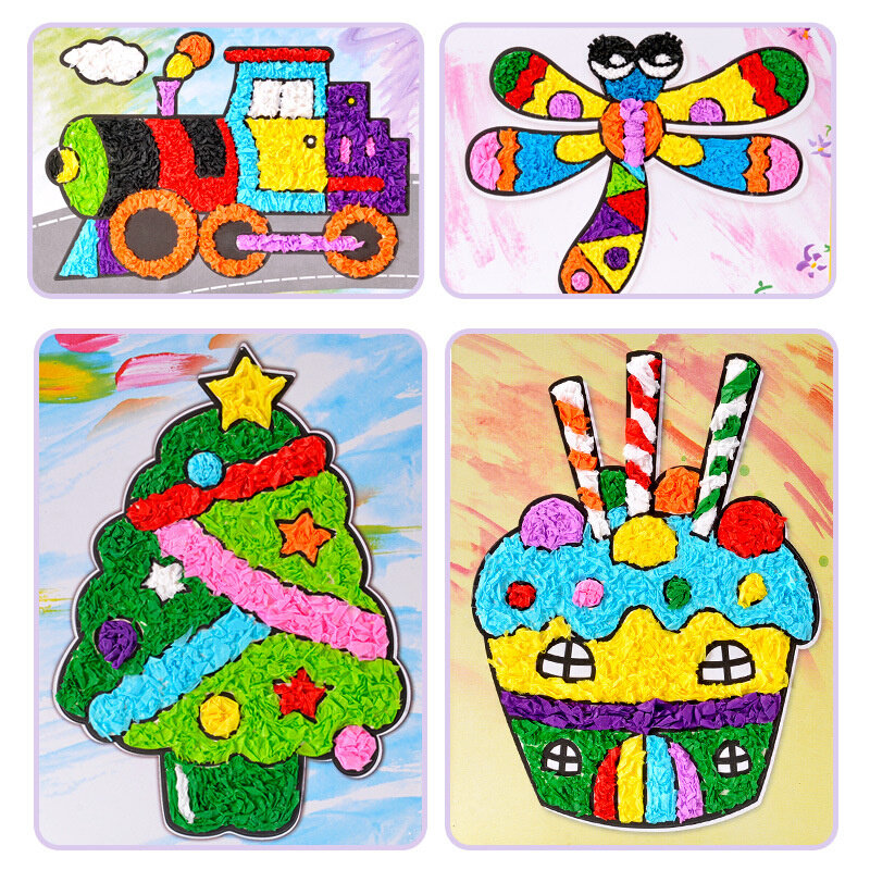 新年沙童彩沙手工制作2100张蘅芜幼儿园创意揉纸搓纸画热