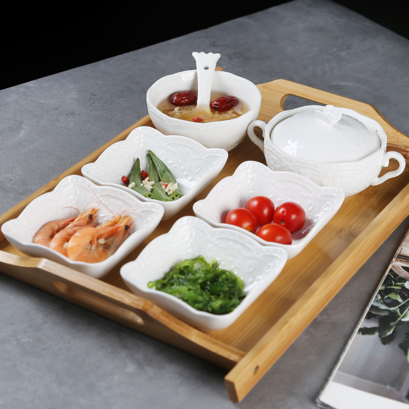 陶瓷月子餐餐具套组一人食产孕妇带盖子碗碟盘月子中心专用带托盘