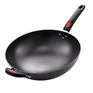 凹面电磁炉专用锅凹形铁锅圆底铸铁生铁凹式电磁灶炒锅家用炒菜锅