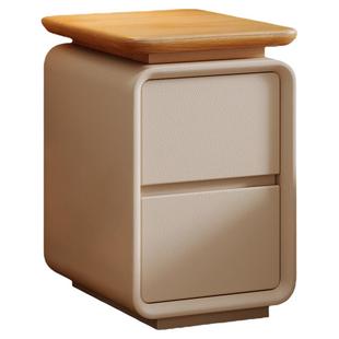 实木床头柜奶油风小型超窄家用卧室2025爆款极窄原木免安装收纳柜