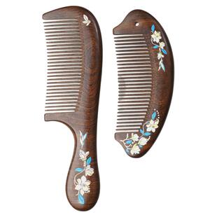 黑金檀木梳礼盒套装彩绘女士专用梳子细齿送女友礼物母亲节礼物