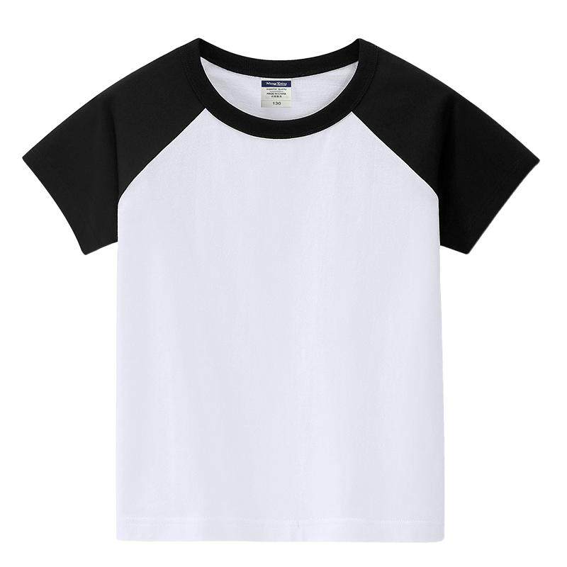 儿童t恤定制印logo小学生幼儿园班服纯棉插肩短袖亲子装印字照片