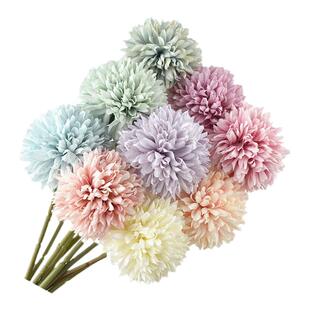 乒乓菊仿真花单支葱球花蒲公英绢花餐桌摆花客厅插花 网红ins假花