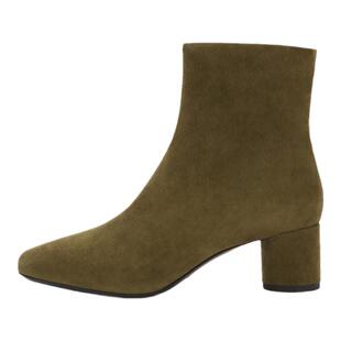 STELLALUNA露娜圆头真皮粗跟弹力袜靴时尚瘦瘦靴套筒短靴SL321032