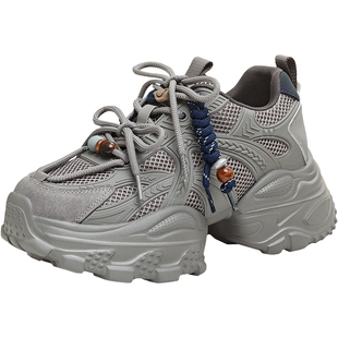 天美意小个子厚底增高老爹鞋女复古休闲运动鞋2026春新款BM581AM6