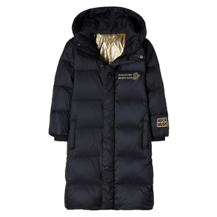 儿童长款羽绒服亲子男女童加厚保暖中大童东北极寒外套黑金冬童装