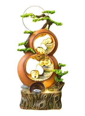 树脂祝福假山流水店铺装饰摆件