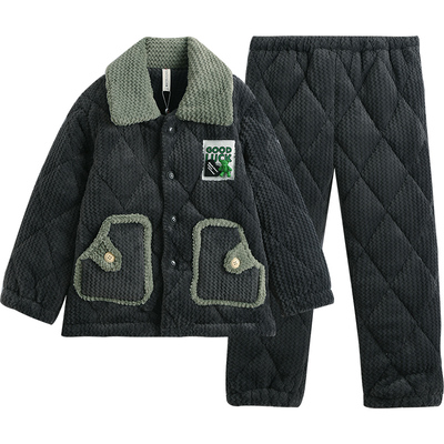 芬腾三层加厚夹棉儿童珊瑚绒棉袄