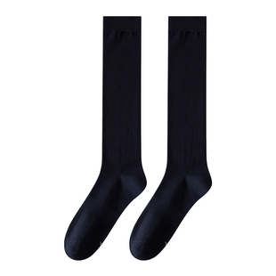 男士小腿袜大码冬季48纯棉高筒袜子46加肥加大45特大号黑色长筒袜