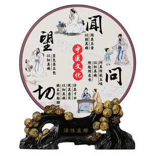 中医文化养生馆药店诊所望闻问切摆件推拿针灸室屏风装饰品送医生