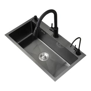 JIOA-304不锈钢加厚黑金刚纳米水槽大单槽家用厨房台上洗碗洗菜盆