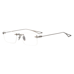 见字如面！日本超轻纯钛商务男士潮大脸近视有度数无框方眼镜框架