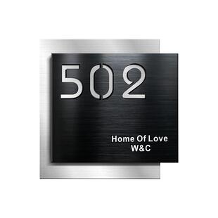 门牌号码牌家用不锈钢定制住宅别墅家庭入户门口房号门号装饰带灯发光挂牌小区楼道街道单元楼楼栋标识号码牌