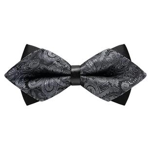 灰色商务配衬衣领结男伴郎团高档西服衬衫蝴蝶结婚礼男士韩版黑色