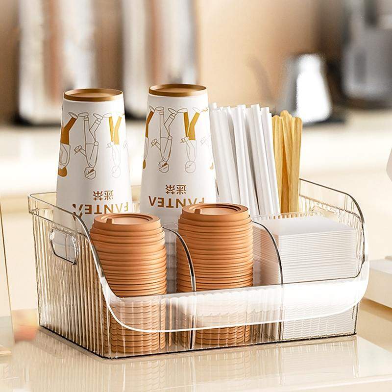 一次性纸杯收纳盒咖啡厅奶茶店摆摊吧台吸管纸巾茶包咖啡胶囊杯架
