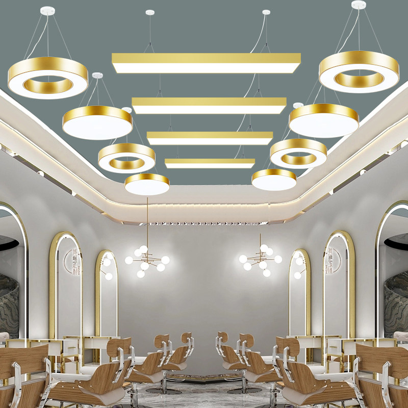 超亮美发店专用吊灯网红理发店长条灯光设计发廊装饰吸吊顶部灯具