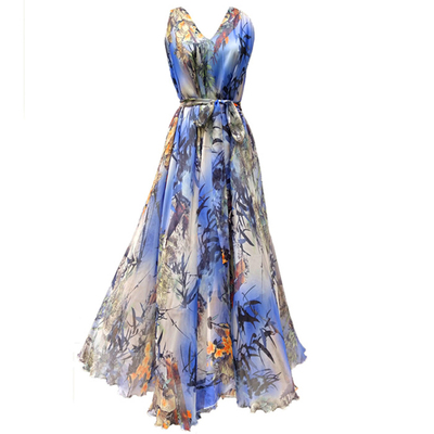 裙子女夏季雪纺超仙无袖大摆及踝