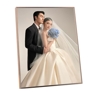 来图定制照片打印加相框摆台高级感婚纱照全家福艺术照窄边桌摆件