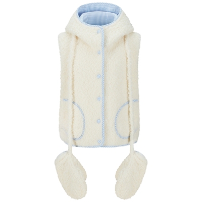 HERLIAN 2025秋季新品女士格纹拼接设计毛绒马甲