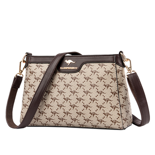 品牌袋鼠中老年单肩包女2025新款百搭牛皮送妈妈斜挎小包包真皮包