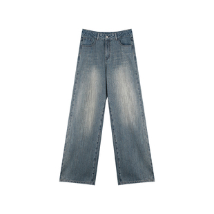 安妮不火梵高星月遮胯显腿长阔腿牛仔裤女微胖大码重工烫钻牛仔裤