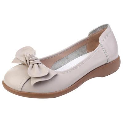 一脚蹬真皮浅口软底大码妈妈女鞋