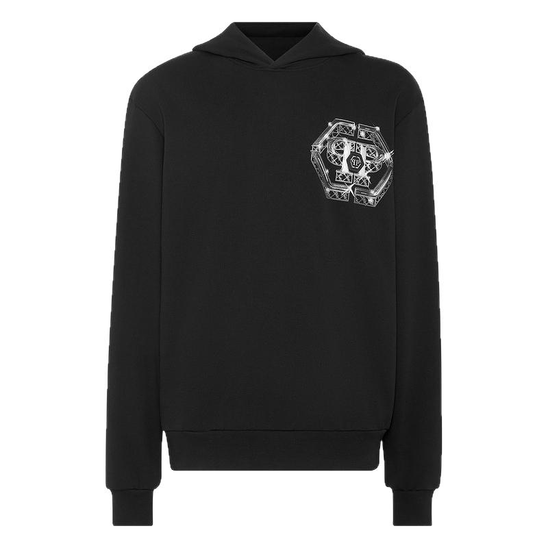 PHILIPP PLEIN 男士黑色浪漫图案连帽卫衣