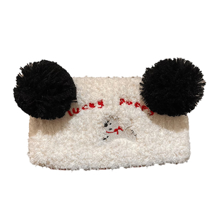 秋冬毛绒月子发带可爱洗脸束发宽边月子头巾帽子产后发箍孕妇防风