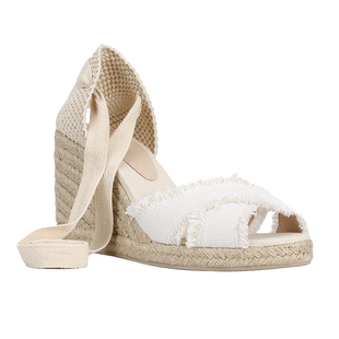 坡跟凉鞋渔夫鞋女夏季新款增高厚底高跟鞋亚麻底草编绑带包邮