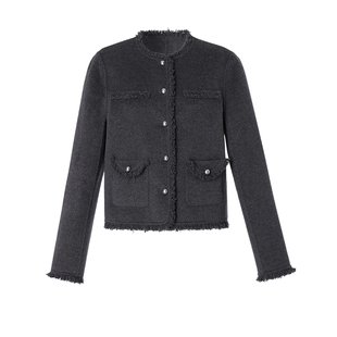 首降3折|歌莉娅羊毛小香风短款毛呢外套女秋冬2025新款流行穿搭